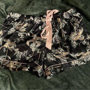 Victoria's Secret Black Floral Satin Shorts